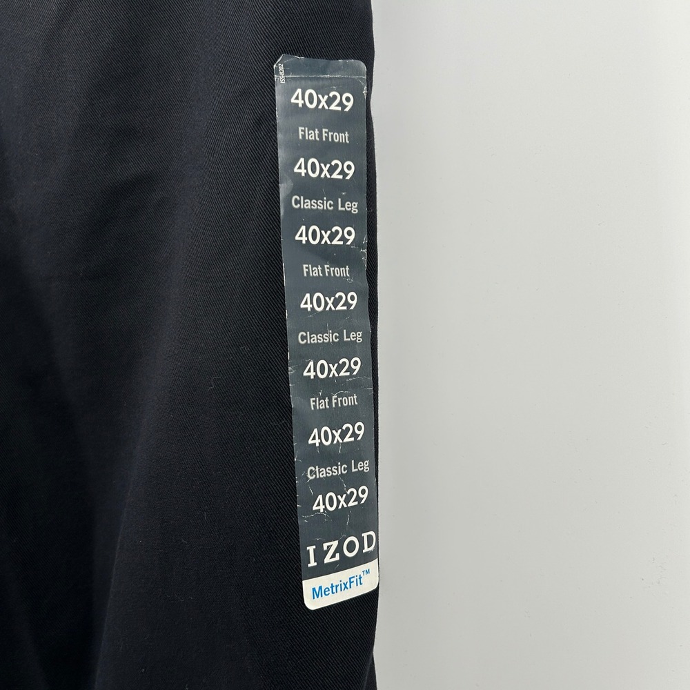 IZOD Mens American Chino Black Flat Front Pants 40x29 NWT FLAW Minimal Office - Picture 9 of 13